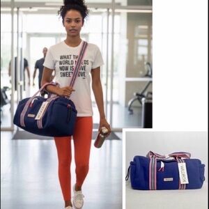 Wildfox Navy Duffel Bag with Rainbow Straps gym travel vacay overnight work